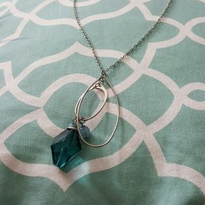 24" inch Silver and Teal Necklace
