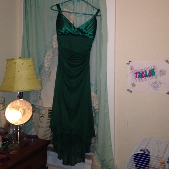 long dark green dress