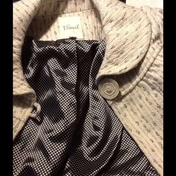 FOSSIL Cropped Jacket Wool Rayon Unique Design - Picture 3 of 4