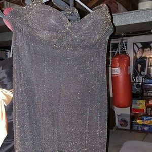 Black with gold sparkles halter dress