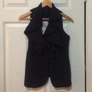Tabitha by Anthropologie Black Ruffled Wool Vest