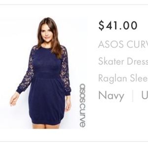 Navy lace sweater skater dress