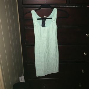 Baby blue Bebe bodycon dress with open back