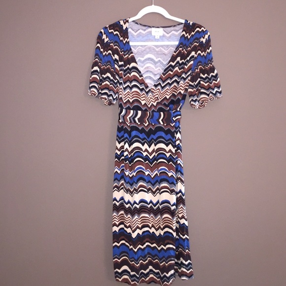 ECI fall print wrap dress