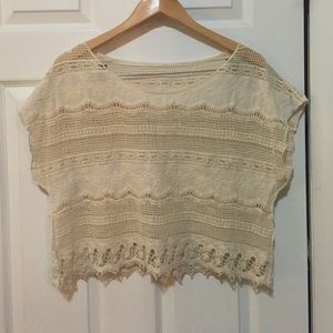 Cream lace crop top