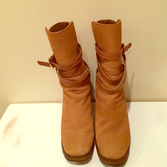 Tory Burch mid calf boots in camel