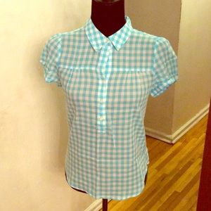 Baby Blue & white checkered blouse