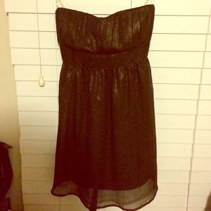 Black sheer glitter strapless mini dress