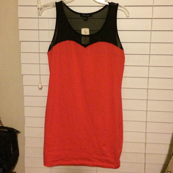 Coral/ black stretch dress