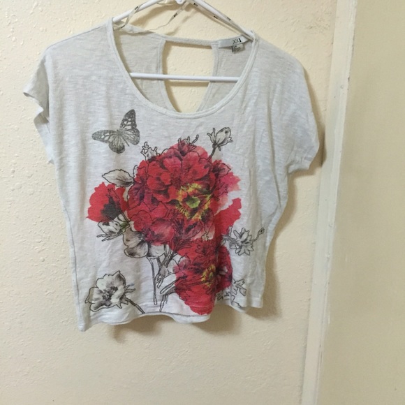 F21 Sheer floral cream/beige/ivory too