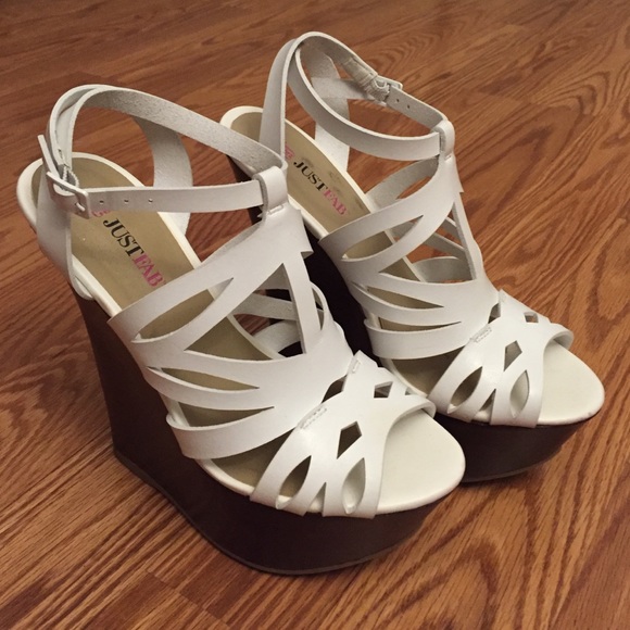 JustFab White Wedge Heels