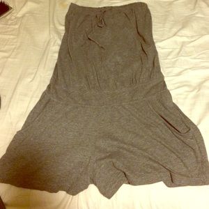 Gray Basic strapless romper