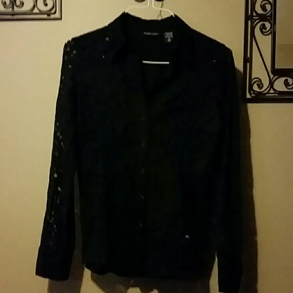 New York & Company Black Lace Shirt