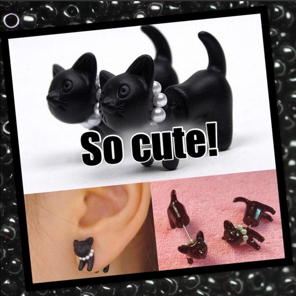 Black cat earrings