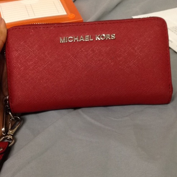 Red Michael kors wristlet wallet