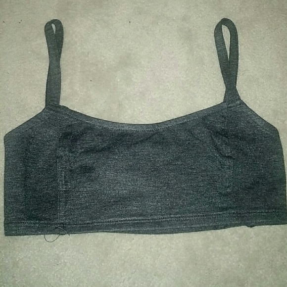 A charcoal grey bralette