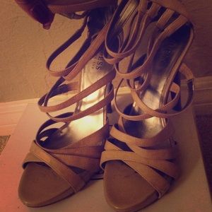 Guess tan strappy high heel sandal
