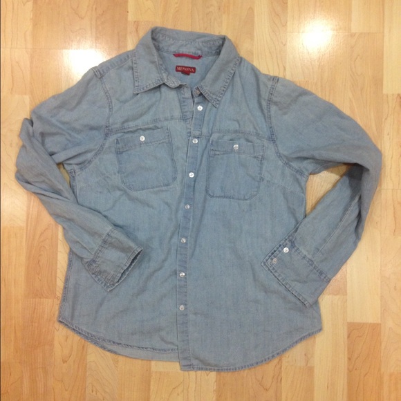 Light denim chambray button-up