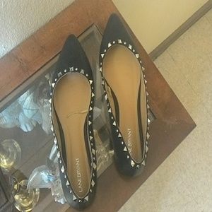 Lane Bryant black with spikes flats