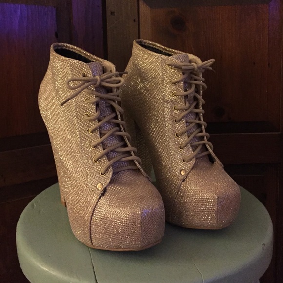Glitter platform lace up bootie