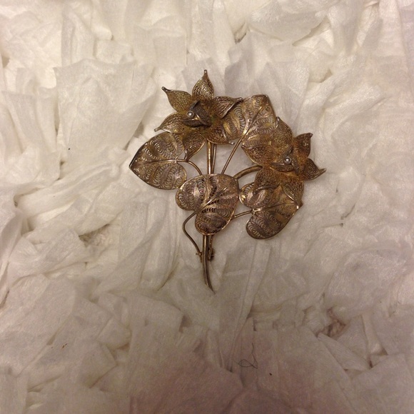 Vintage Silver 800 Flower Brooch