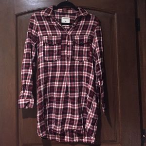 Zara Long Sleeve Flannel Tee Shirt Dress