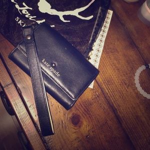 Kate Spade Black Leather Wristlet Wallet