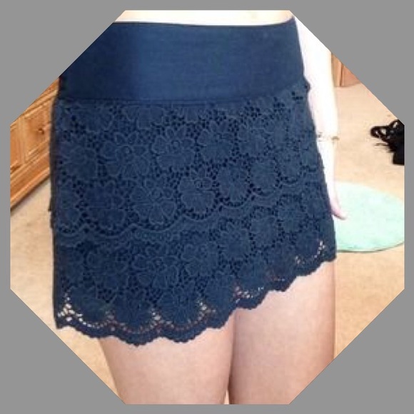 Hollister Navy Lace Skirt