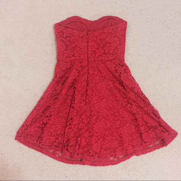 Strapless Lace Red Sweetheart Dress - Picture 3 of 5