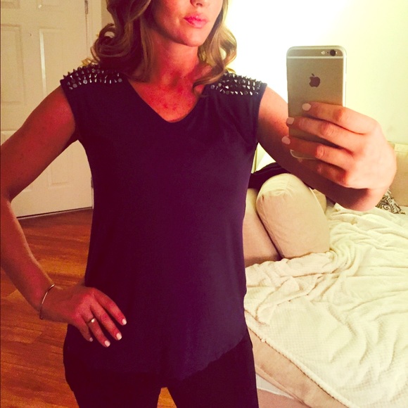 Navy blue top with studs