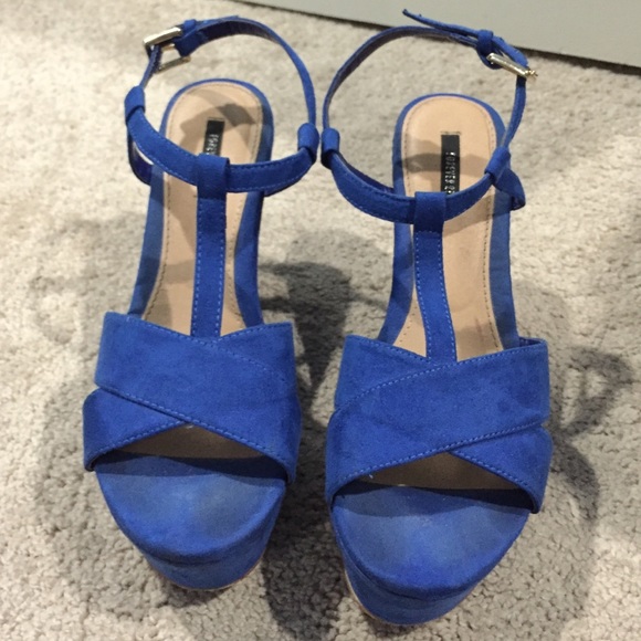 Forever 21 Shoes - Blue wedge sandals