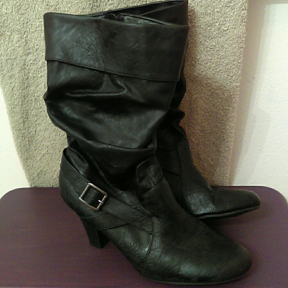 Ruffled Faux Leather Boot