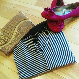 Black and White V Neck Top