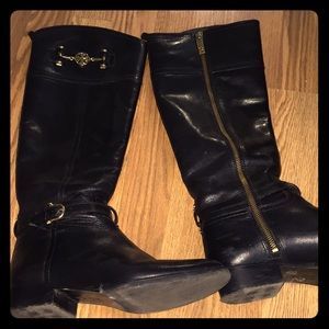 Tory burch black leather riding boot