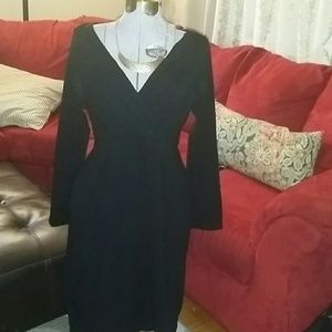 Black wrap front dress