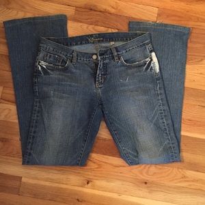 Bebe distressed flare jeans