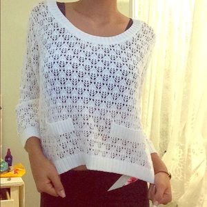 Cute knitted material white sweater