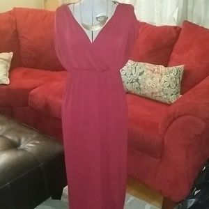 Wrap front floor length dress