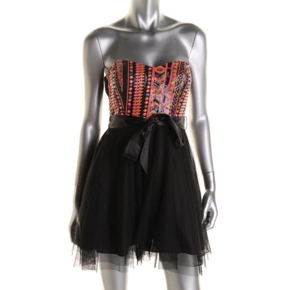 TEEZE ME Orange Sequined Printed dress - Picture 1 of 1