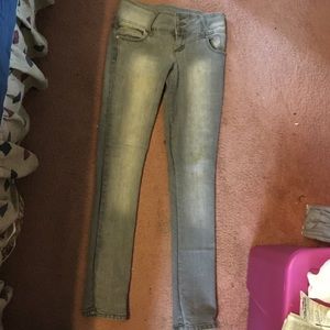 Three button high waist grey skinny jeans