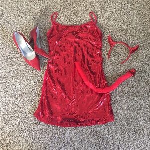 Red sequin dress halloween costume devil
