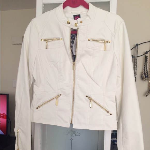 Bebe white faux leather jacket