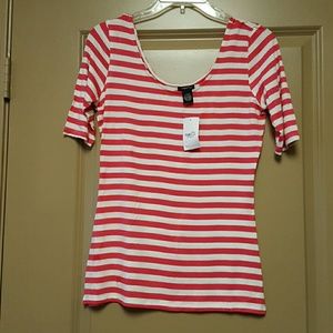 Red and white striped top