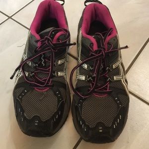Grey and pink Asics sneakers size 7.5