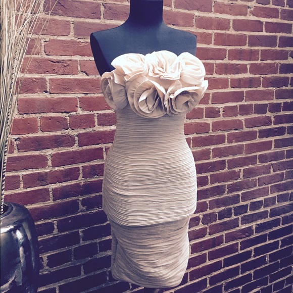 Fitted Tube dress with floral bust
