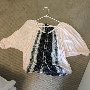 Free People Black and Peach blouse