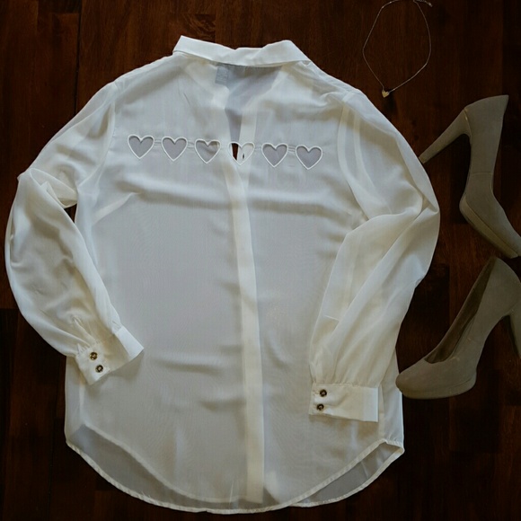 Long Sleeve Heart Cut Out Shirt