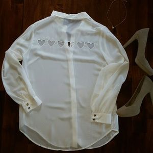 Long Sleeve Heart Cut Out Shirt