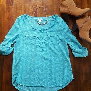 3/4 Length Turquoise Top