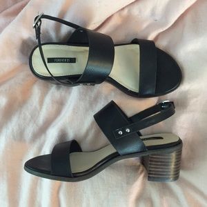black heeled sandals
